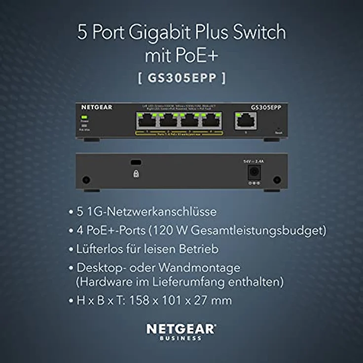 NETGEAR 5PT GE Plus Switch W-HI-PWR POE+ – Bild 2