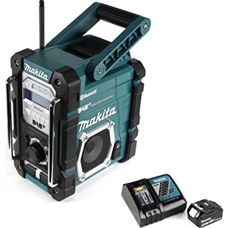 Makita DMR 112 RT1 7,2 - 18V Bluetooth + 1x 5,0Ah Akku + Ladegerät Baustellenradio mit Bluetooth, geeignet für Outdoor, blau – Bild 2