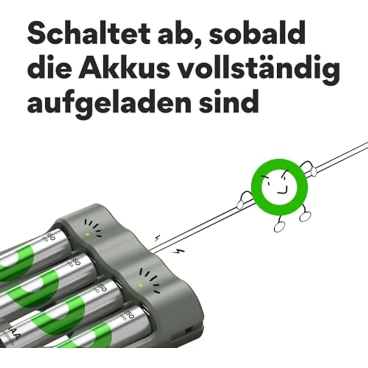 GP Batteries GPRCKCHB441U007 ReCyko 4-Port USB Ladegerät, inkl. 4x AA 2100mAh NiMH Akkus, kompakt und sicherheitsoptimiert – Bild 11