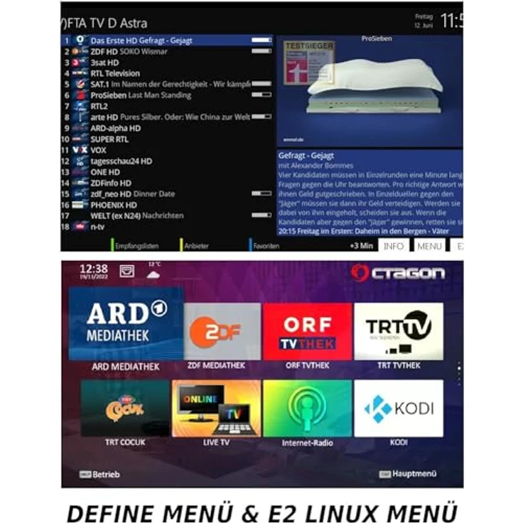OCTAGON SX888 V2 4K UHD E2 Linux Smart TV Receiver + 600Mbit WLAN Stick - Multiboot SW: Define OS + E2 Linux, WiFi, Kartenleser, Sat to IP, YouTube, Mediathek, Web-Radio, HD, HDMI, Multiroom – Bild 2