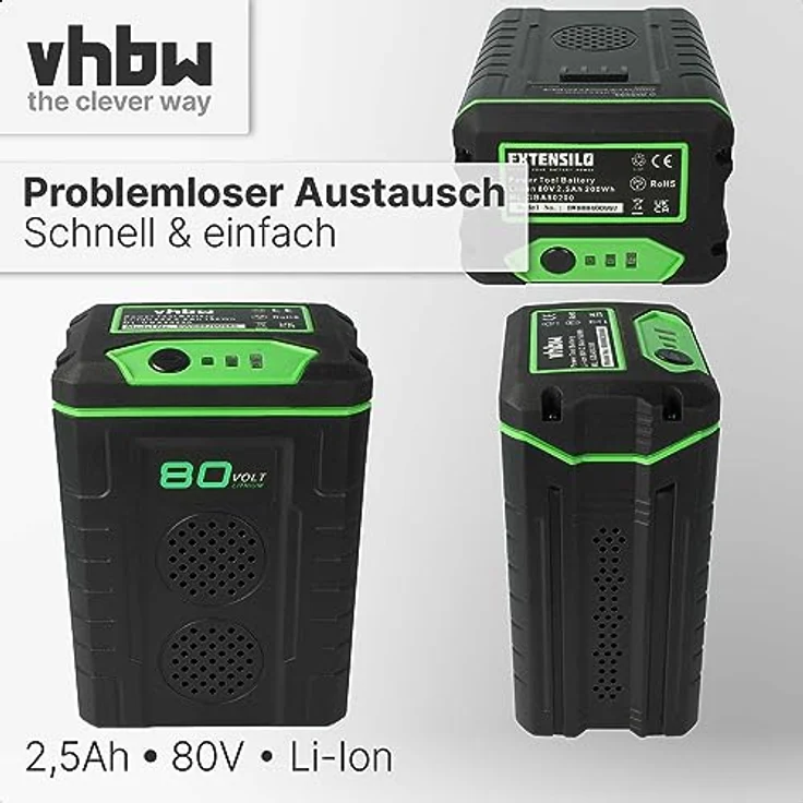 EXTENSILO 1x Akku für Remarc Nimbus 82V, 2500 mAh, Lithium-Ionen, wiederaufladbar – Bild 5