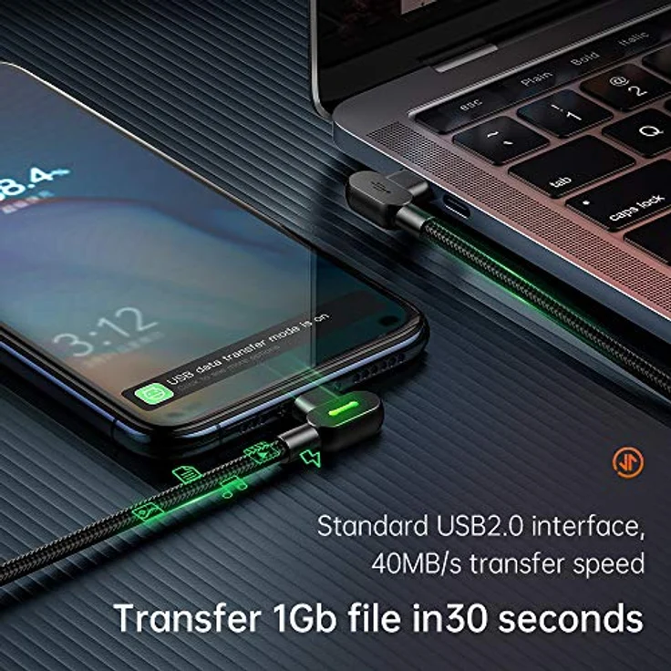 Mcdodo 90 Grad Button PD Kabel USB-C auf USB-C 2 Meter LED Datenkabel Ladekabel Typ-C Anschluss für Smartphone – Bild 5