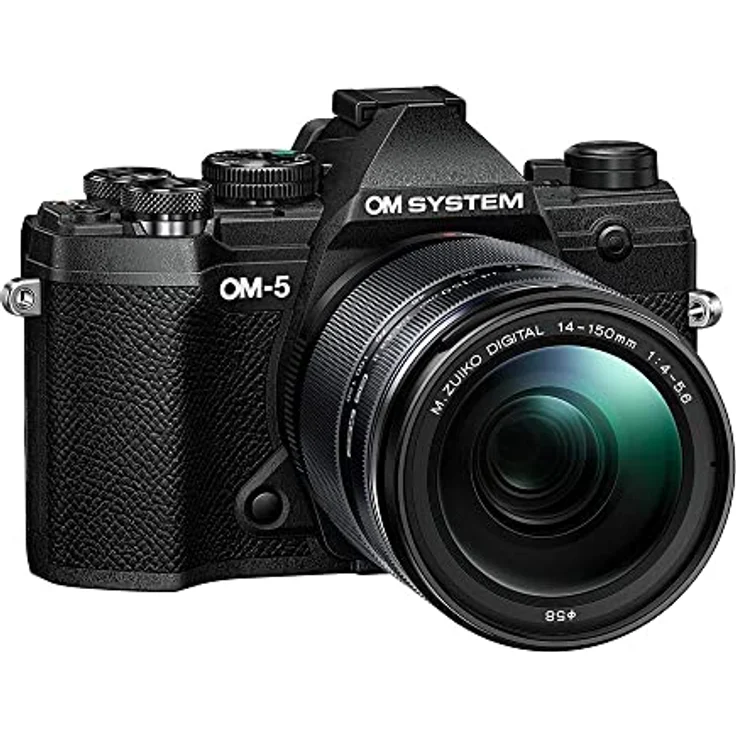 OM SYSTEM OM-5 Micro Four Thirds Systemkamera inkl. M.Zuiko Digital 14-150mm F4-5.6 II Objektiv, 20 MP Live MOS-Sensor, 5-Achsen-Bildstabilisierung, IP53, Schwarz/Schwarz, 4K-Video – Bild 2