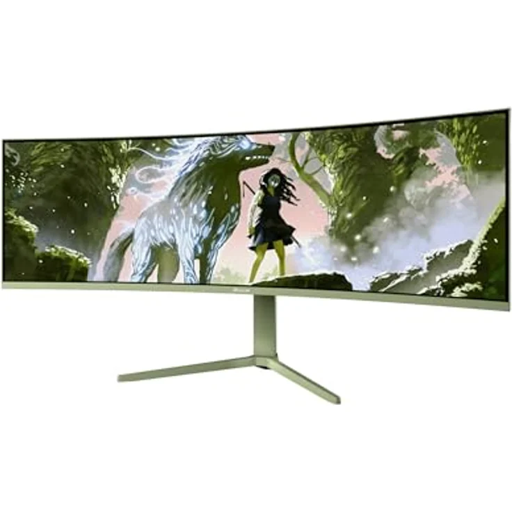 Arozzi Curved Gaming Monitor Nova 49“, VA 165Hz, Ultrawide QHD 1440p, Adaptive Sync, HDR10, 100% sRGB, flimmerfreies Display, Waldgrün – Bild 1