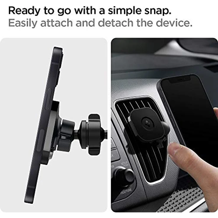 Spigen Magnetic MagSafe Vent ITS12, Magnethalterung fürs Auto mit drehbarem Kopf und stabilem Griff, Schwarz – Bild 6