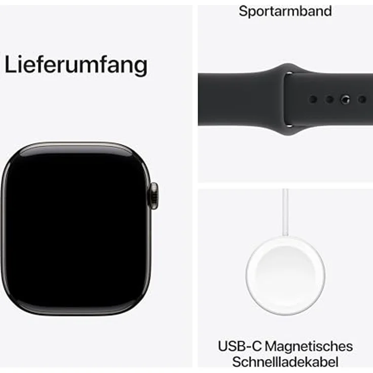 Apple Watch Series 11 Cellular, 46 mm, Titangehäuse Schiefer, Sportarmband Schwarz - S/M – Bild 7