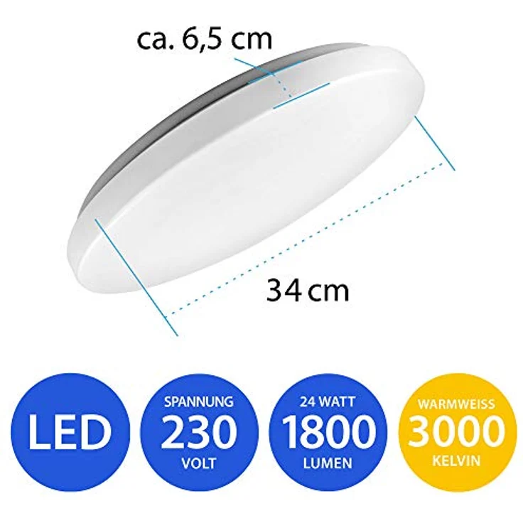 max K O M F O R T LED Deckenleuchte GALA-RM 24W rund warmweiß 3000K Modern und schlicht 1800 Lumen – Bild 4