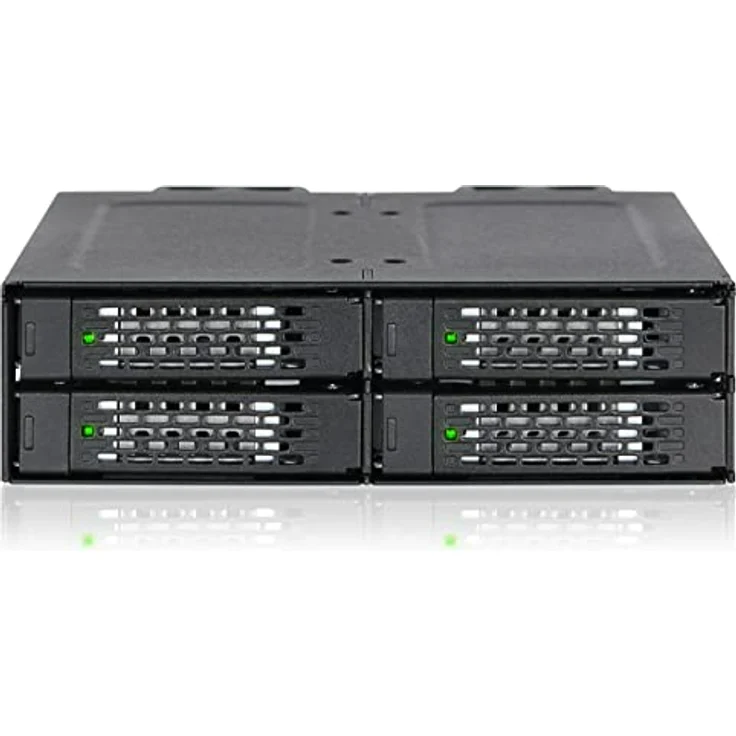 ICY DOCK ToughArmor MB699VP-B V3-4X U.2 NVMe PCIe 4.0 SSD zu SFF-8612 OCuLink (nach SFF-9402 Rev 1.1) Wechselrahmen Metall Schwarz (kompatibel zu Tri-Mode Karten) – Bild 1
