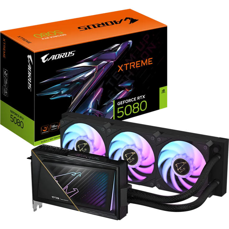Gigabyte Aorus GeForce RTX 5080 Xtreme Waterforce 16G, 16 GB GDDR7 VRAM, AiO-Wasserkühler mit RGB-LED-Beleuchtung – Bild 1