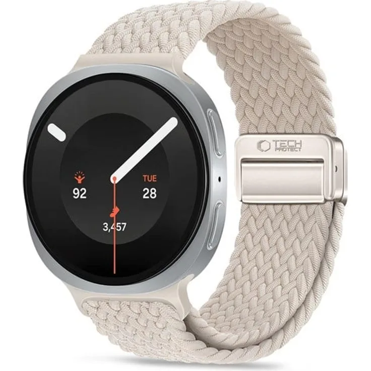Tech-Protect NylonMag Strap für Samsung Galaxy Watch 8/9 - 40/44/46mm, geflochtenes Nylon mit magnetischem Metallverschluss, beige