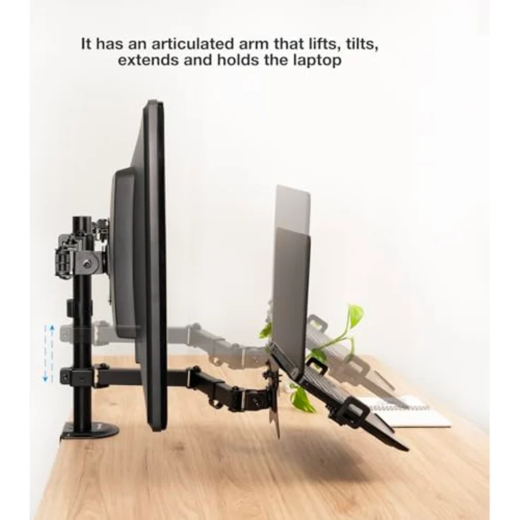 Tooq Technology DB1202TN-B, Tischständer für 2 Bildschirme (17"-32") und Laptophalter, schwarz – Bild 4
