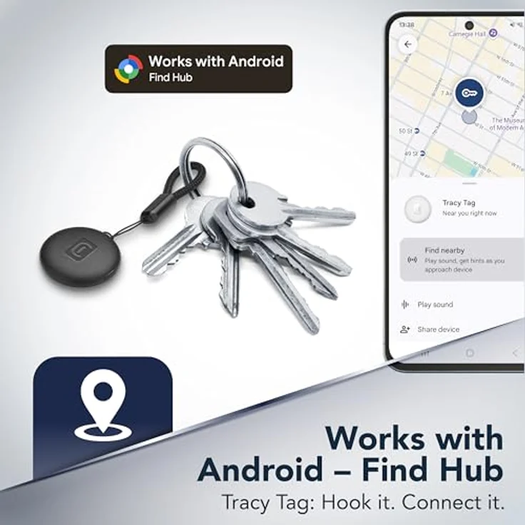 Cellularline Tracy Tag BTTRACYTAGANDROIDK, Bluetooth Tracker mit GPS-Ortung für Android, schwarz – Bild 2
