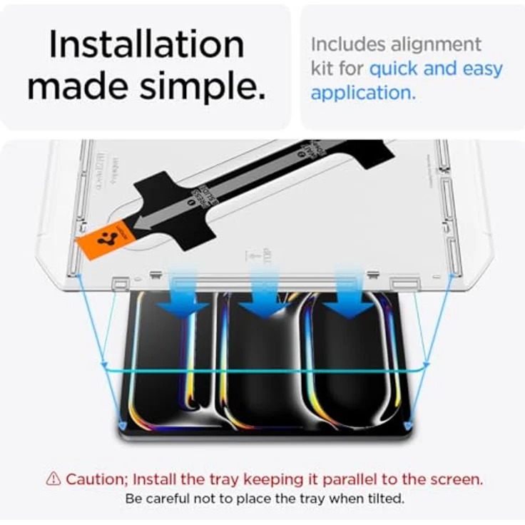 Spigen Glas.tR EZ Fit Schutzglas kompatibel mit iPad Pro 13 Zoll M4 (2024), Installationsschablone, Kristallklar, 9H Folie – Bild 3