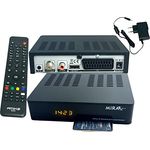 M@TEC Amiko MIRA3 HD Sat Receiver mit Aufnahmefunktion, Kartenslot, Timeshift, HDMI, PVR, USB, WiFi, AAC-LC, SCART, Coaxial - Sat Receiver HD für Satelliten, 12V Netzteil + HDMI Kabel - Schwarz