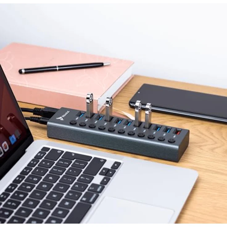 Reagle Aktiver USB 3.2 Gen 1 Hub mit 11 Ports, 5 Gbps Datenübertragung, 36W Netzteil, Aluminiumgehäuse – Bild 3