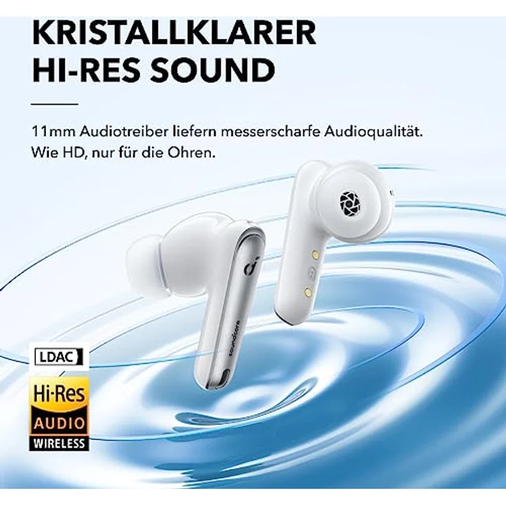 soundcore by Anker Liberty 4 NC Bluetooth-Kopfhörer mit Geräuschunterdrückung, 98,5% Noise Cancelling, Adaptive Geräuschunterdrückung für Ohren und Umgebung, Hi-Res Sound, 50H Wiedergabe (Weiß) – Bild 4
