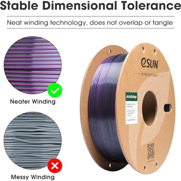 eSUN Silk Magic PLA Filament 1.75mm, Co-Extrusion, dualfarbiger Farbverlauf, 1KG Spule, Schwarz Violett für 3D-Drucker – Bild 3
