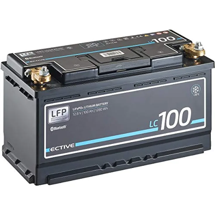 ECTIVE LC100 LT 12V 100Ah 1280Wh -30 Grad Low Temperature LiFePO4 Lithium-Eisenphosphat Versorgungs-Batterie mit Bluetooth-Funktion und App