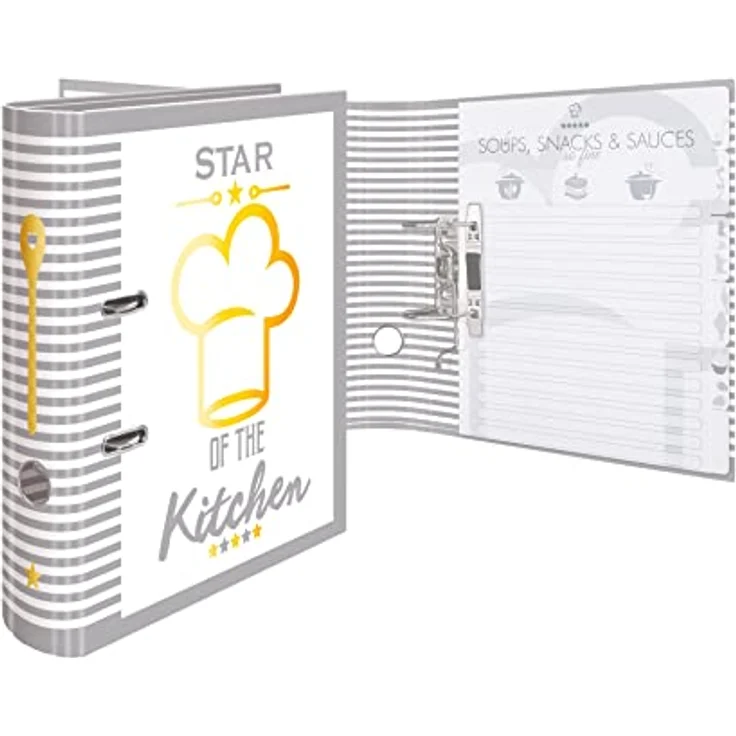HERMA Aktenordner A4 Karton Kitchen 2022, bedruckter Ringbuchordner mit Goldfolienveredelung und Innentasche, 70 mm Rückenbreite, ohne Griffloch – Bild 3