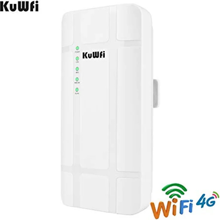 KuWFi 4G SIM Router, KuWFi 300 Mbps 4G LTE CPE Router mit POE Adapter Outdoor LTE Router CAT4 mit SIM Card Slot Wasserdicht WiFi Router für IP Kamera/Outside WiFi Coverage – Bild 2