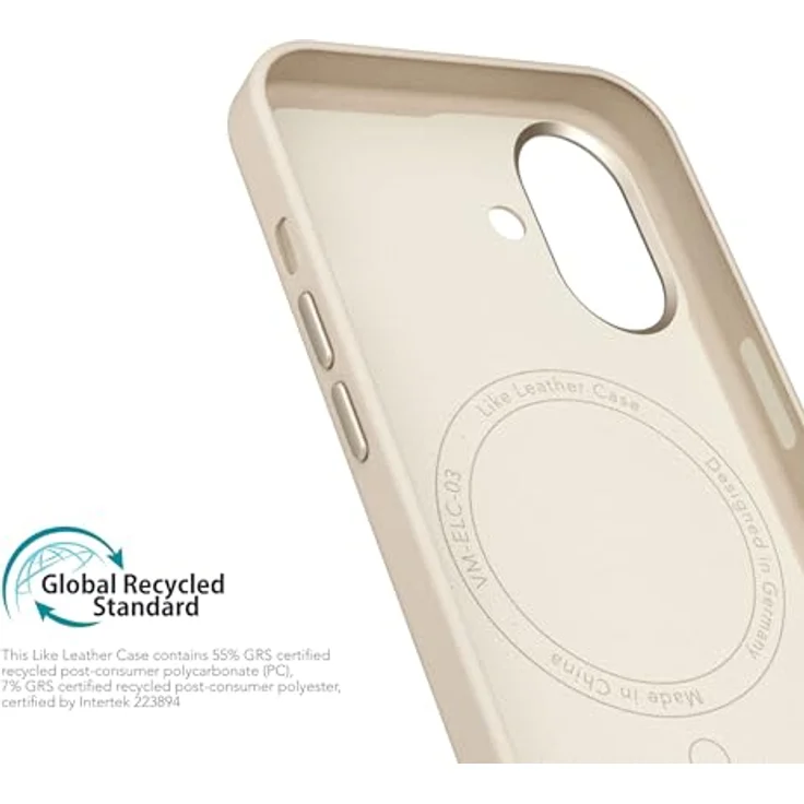 VONMÄHLEN Like Leather Case – Luxuriöse Hülle aus veganem Leder, kompatibel mit iPhone 16 Plus und MagSafe, nachhaltig und elegant - Cream – Bild 5