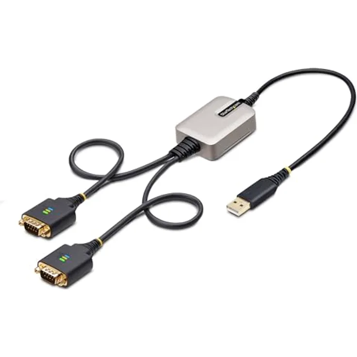 StarTech.com 60cm 2-Port USB auf Seriell Adapter, FTDI, USB-A zu DB9 RS232 Kabel mit wechselbaren Schrauben und Muttern, für Windows/macOS/Linux