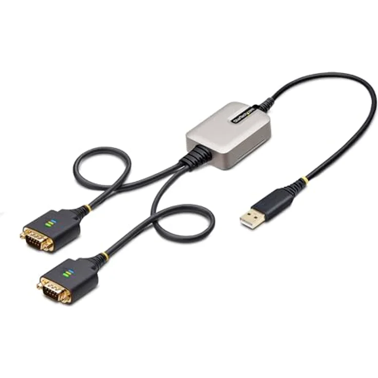 StarTech.com 60cm 2-Port USB auf Seriell Adapter, FTDI, USB-A zu DB9 RS232 Kabel mit wechselbaren Schrauben und Muttern, für Windows/macOS/Linux – Bild 1
