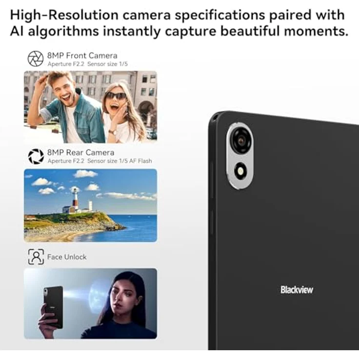 Blackview ZENO 1, 8″ HD Tablet mit 90 Hz Display, 12 GB RAM, 64 GB (erweiterbar bis 2 TB), 6000 mAh Akku, 8+8MP Kamera, GPS, Wi-Fi & 4G, Dual SIM, Felsenschwarz – Bild 5