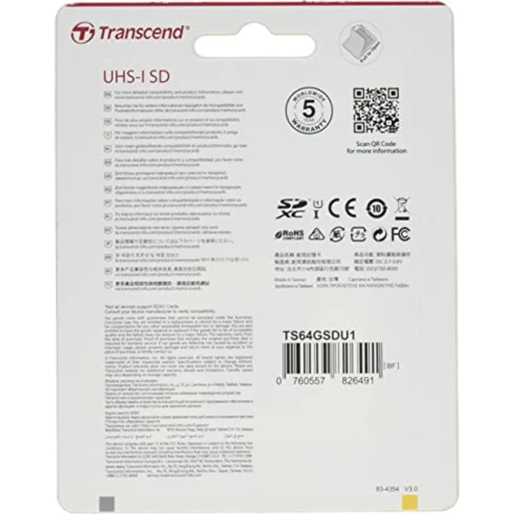 Transcend 64 GB SDXC-Speicherkarte, Klasse 10, UHS-I, Übertragungsrate 90 MB-s (max.) – Bild 2