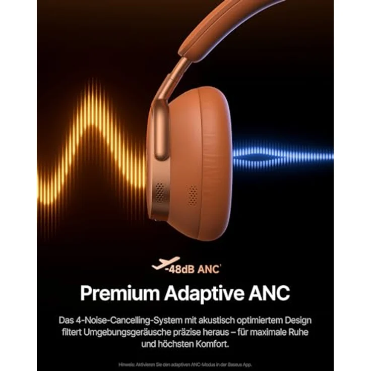 Baseus Inspire XH1, Over-Ear Kopfhörer mit Noise Cancelling, Sound by Bose, Cloud-Komfort, 100 Std. Spielzeit, Sonnenuntergangs-Koralle – Bild 4