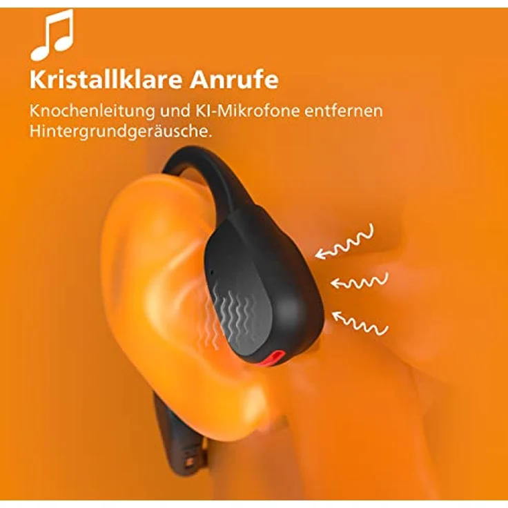 Philips Audio TAA7607BK/00 Kabelloser Open-Ear-Sportkopfhörer, Spritzwasser- und Schweißschutz gemäß IP66 bis zu 9 Stunden Wiedergabezeit, LED-Sicherheitsleuchten, Schwarz, Einheitsgröße – Bild 4