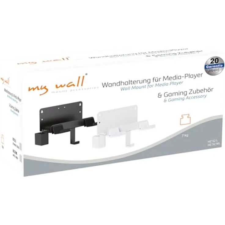 My Wall Media-Player Wandhalterung Weiß, universelle Halterung für Media-Player und Gaming Zubehör, max. Tragkraft 7 kg, inkl. Zusatzhaken für Controller und Headset – Bild 6