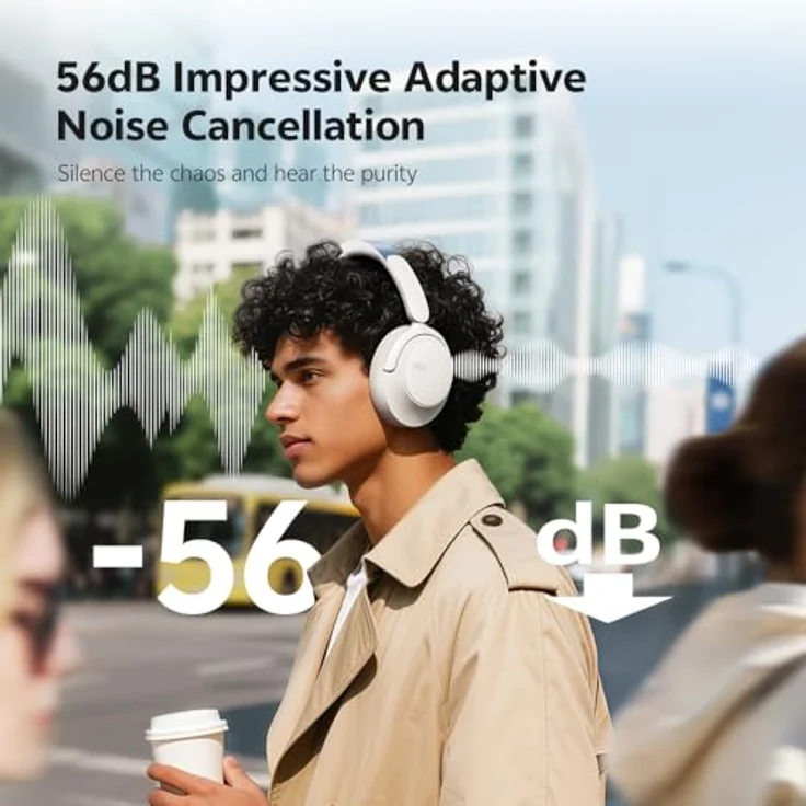 QCY H3S Over Ear Bluetooth Kopfhörer, Hybrid Aktive Noise Cancelling, Hi-Res Audio, 102 Std Akkulaufzeit, Bluetooth 6.0, Dual Verbindung – Bild 2