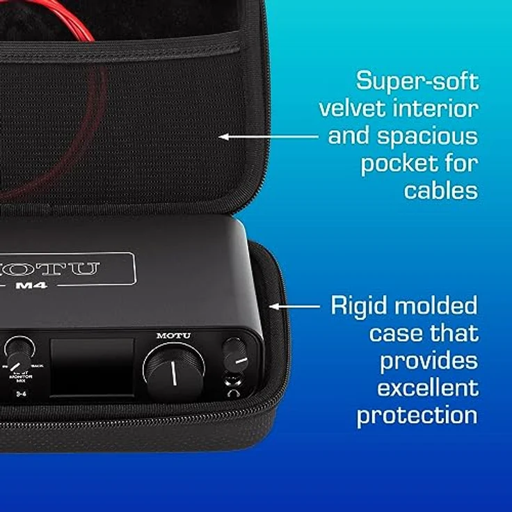 Analog Cases GLIDE Case für Motu M2 oder M4, Premium Schutzhülle (perfekte Passform, hochwertiges Material, umlaufender Reißverschluss, Kabelfach), Schwarz – Bild 3