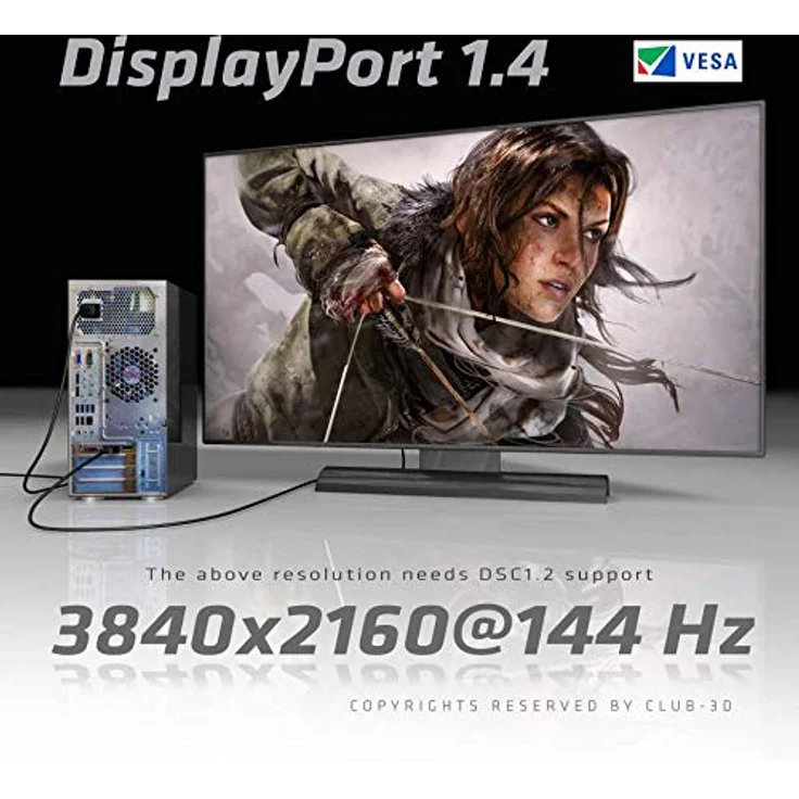Club 3D CAC-1069 DisplayPort 1.4 HBR3 8K Kabel Schwarz – Bild 7
