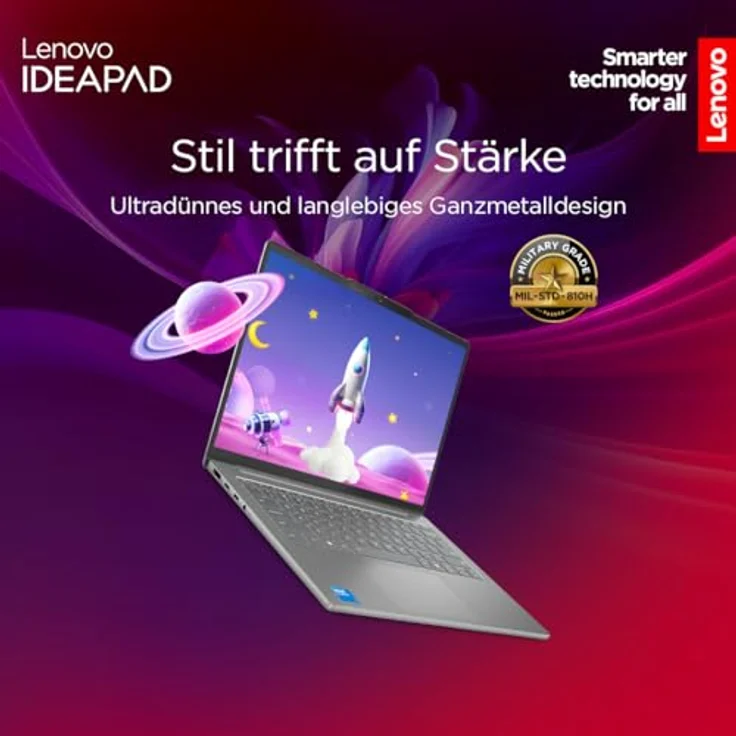 Lenovo IdeaPad Slim 5i Laptop | 14" OLED WUXGA Display, Intel Core i7-13620H, 16GB RAM, 512GB SSD, Windows 11 Home, QWERTZ, Luna Grau, 3 Monate Premium Care – Bild 3