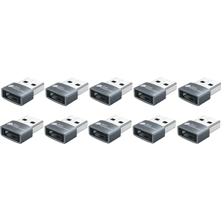 Good Connections USB 2.0 Adapter, Stecker A an USB-C Buchse, Aluminiumgehäuse grau, 10er-Set, 60 W, Plug and Play