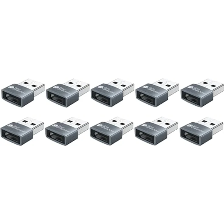 Good Connections USB 2.0 Adapter, Stecker A an USB-C Buchse, Aluminiumgehäuse grau, 10er-Set, 60 W, Plug and Play – Bild 1