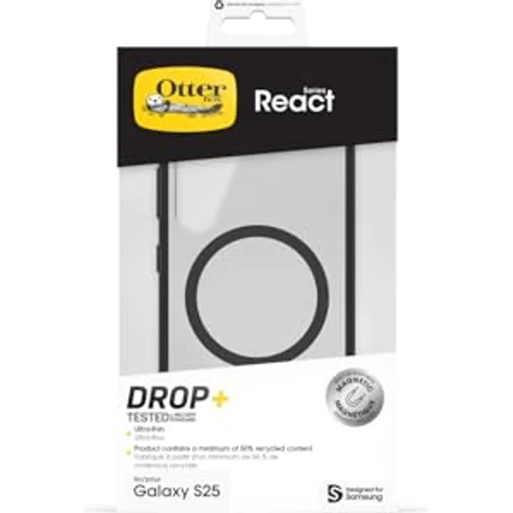 OtterBox Samsung Otterbox Designed for React Magnet Case for Galaxy S25, Qi2-Charger Compatible, Soft Grip Edge, Protection, Black Crystal – Bild 5
