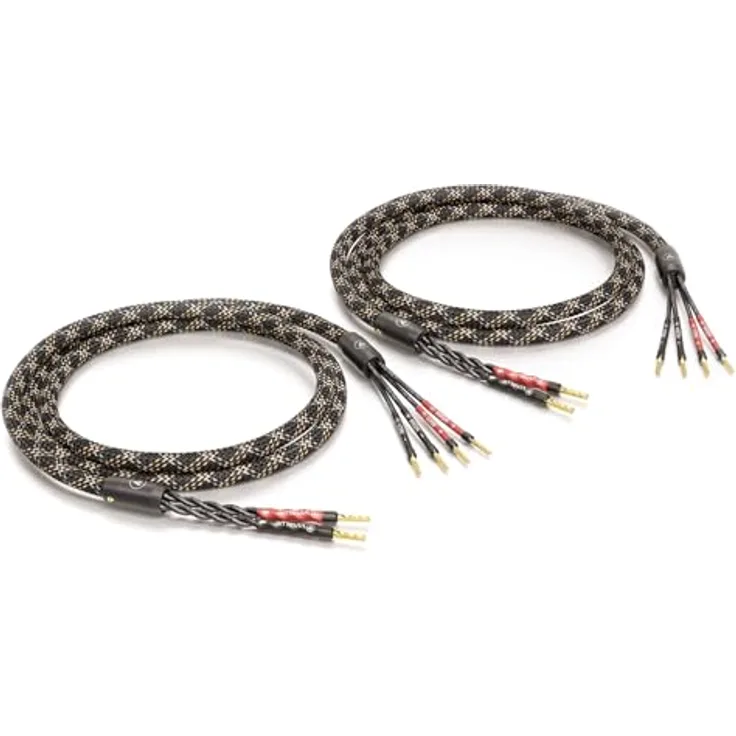 VIABLUE SC-4 SILVER BI-WIRE High-End Lautsprecherkabel, echtvergoldet, 1 Paar mit Splitter 1.5 m