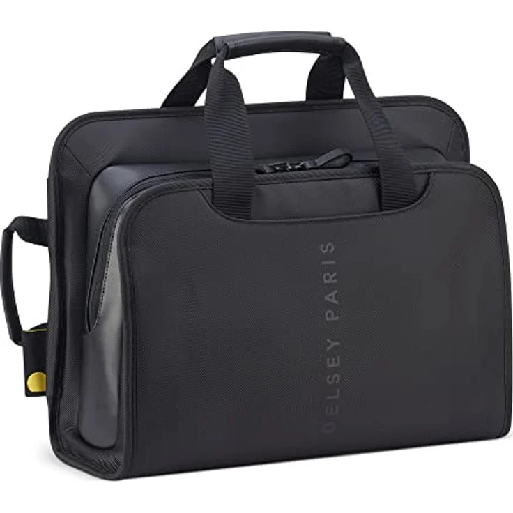 Delsey 2-CPT Notebooktasche 15.6" Schwarz, Messengerhülle aus Leder und Polyester, 14 Zoll Display geeignet, Universal – Bild 2