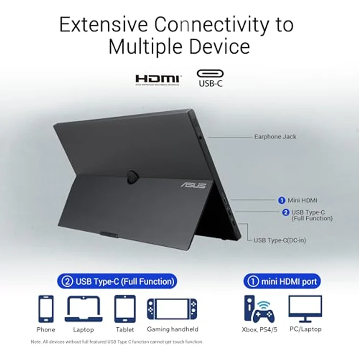 ASUS ZenScreen MB16AHT, 15.6" Full HD Touchscreen Monitor mit 1920 x 1080 Pixel, Schwarz – Bild 5
