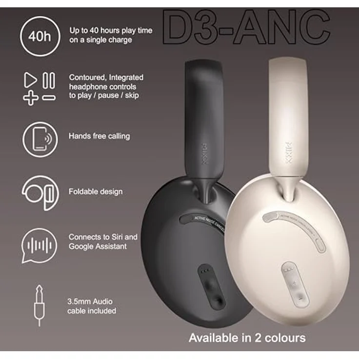 MIXX StreamQ D3, Over-Ear-Kopfhörer mit Active Noise Cancelling, bis zu 40 Stunden Laufzeit, faltbar, Siri und Google Assistant kompatibel – Bild 2