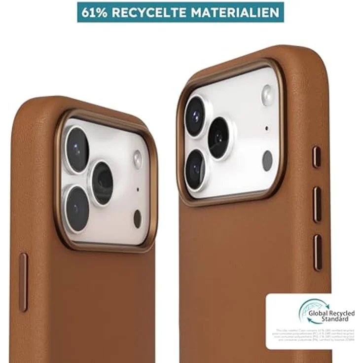 VONMÄHLEN Like Leather Case für iPhone 17 Pro – Edle vegane Lederhülle mit MagSafe-Kompatibilität, nachhaltig und elegant – Braun – Bild 4