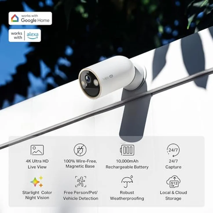 TP-Link Überwachungskamera mit 4K 8MP Auflösung, KI-Erkennung und IP66 wetterfest, kabellos - Schwarz – Bild 2