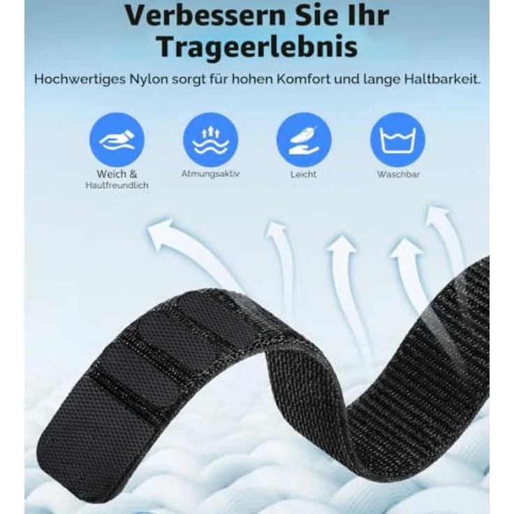 Astorgos Nylon Bicep Armband kompatibel mit Amazfit Helio Fitness Tracker, atmungsaktiv, einstellbare Länge 280mm-420mm, in verschiedenen Farben erhältlich – Bild 4