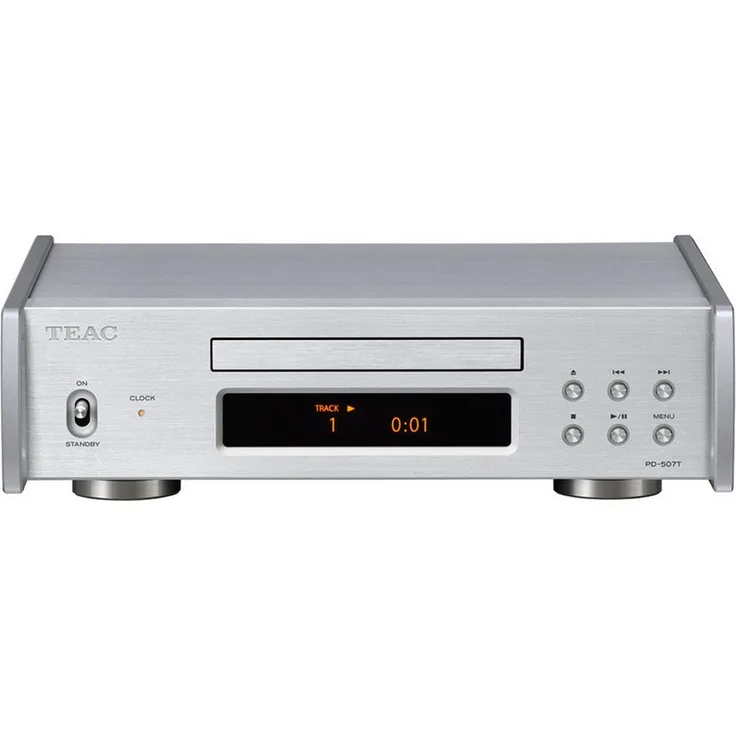 TEAC PD-507T CD Transport CD-Player mit koaxialem/optischem Digitalausgang und OLED-Display, silber