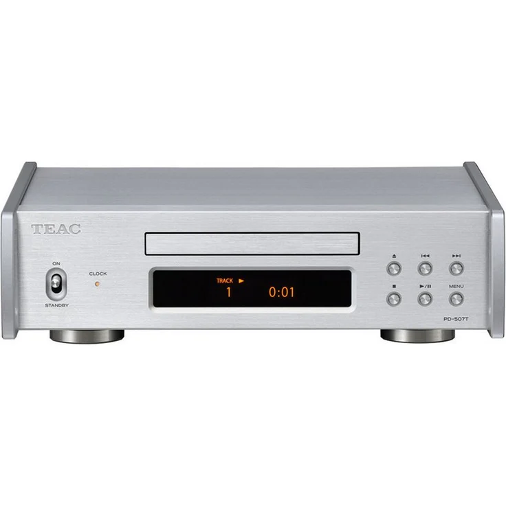 TEAC PD-507T CD Transport CD-Player mit koaxialem/optischem Digitalausgang und OLED-Display, silber