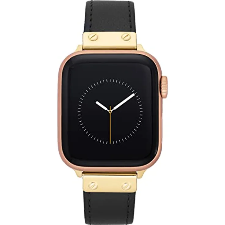 Anne Klein Leather Fashion Band für Apple Watch, verstellbares Echtlederarmband mit Edelstahl-Schnalle, schwarz, geeignet für 38/40/41 mm Handgelenke