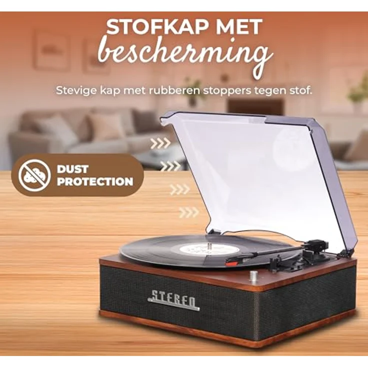 Denver VPB-262, Plattenspieler Schwarz mit Bluetooth-Streaming, integrierten Lautsprechern und Keramik-Tonabnehmer – Bild 7